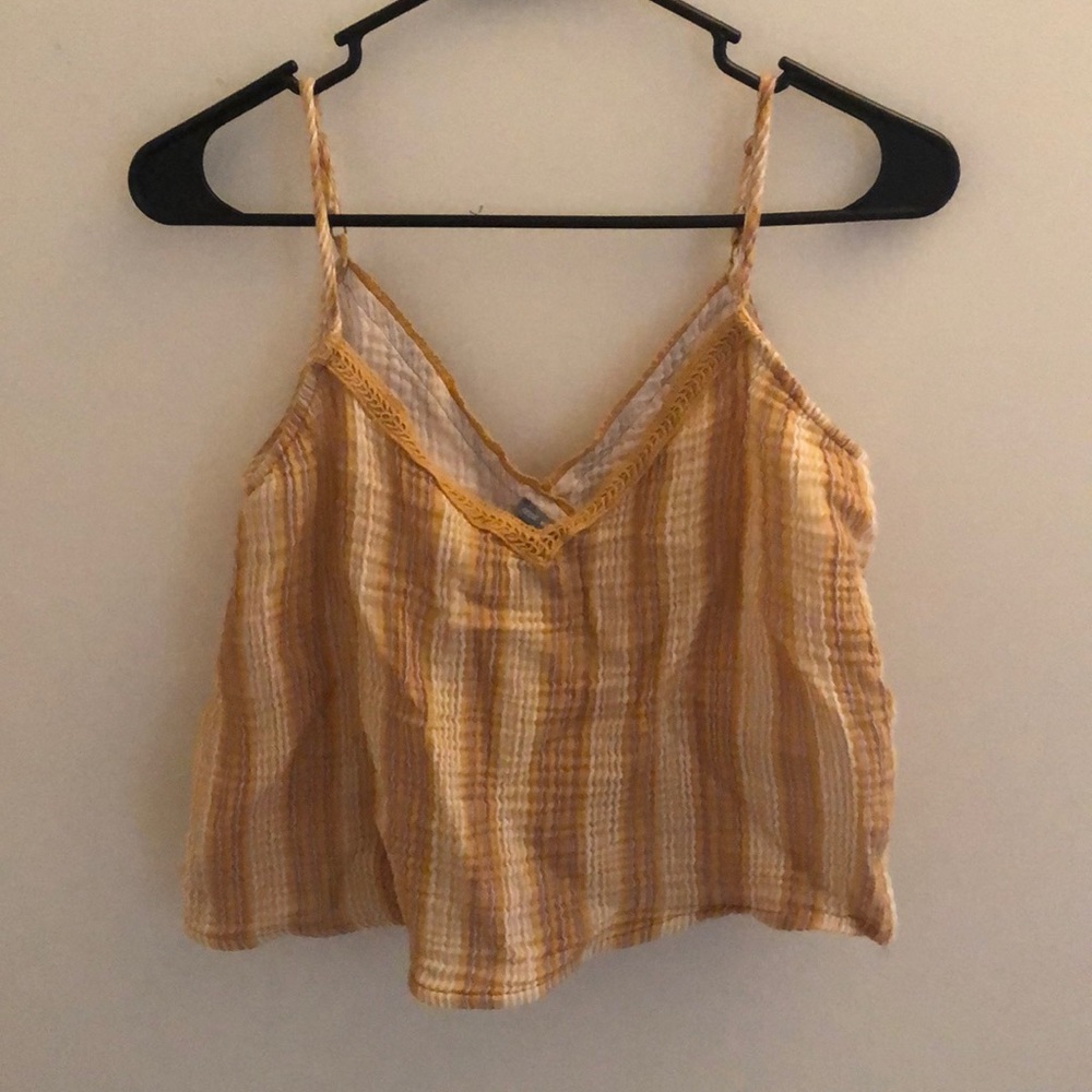 aerie summer golden yellow & cream top
